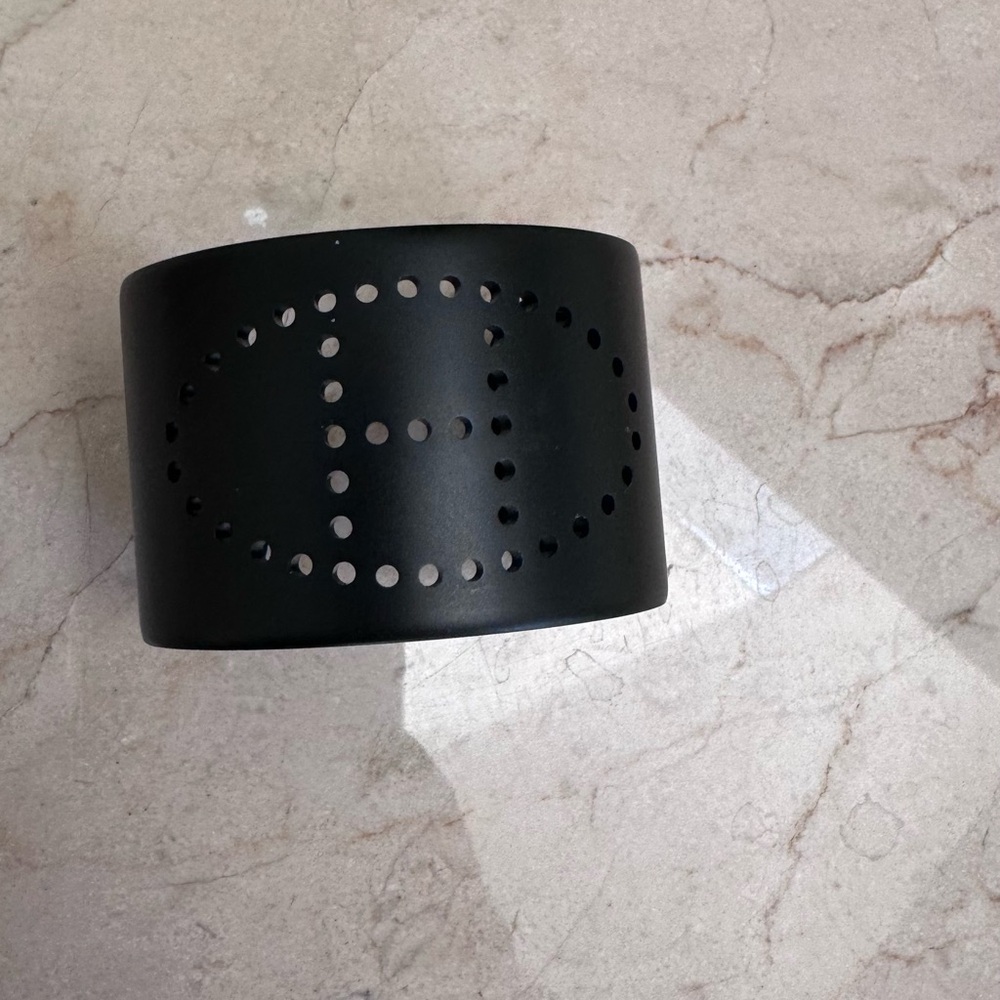 Black Perforated Leather Cuff Bracelet